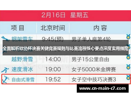 全面解析欧协杯决赛关键竞赛规则与比赛流程核心要点深度实用指南